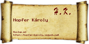 Hopfer Károly névjegykártya